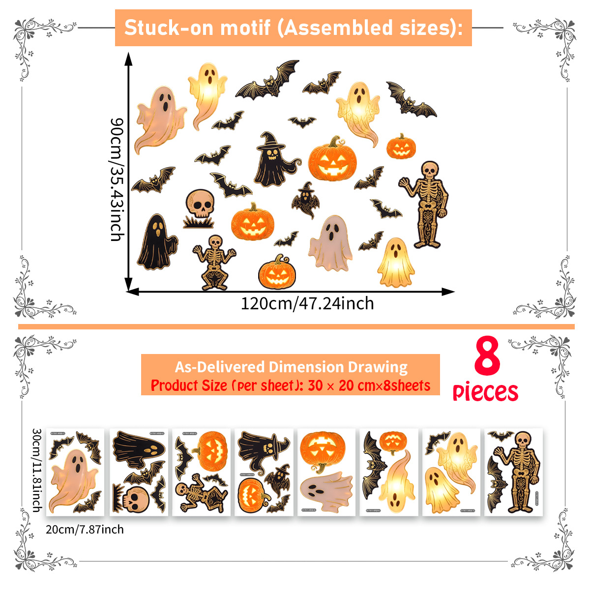X Home Decor - Reusable Halloween Window Clings Set -